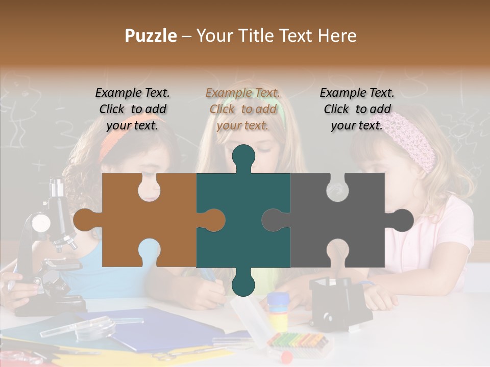 Kids Group Of Student Girls At School Classroom PowerPoint Template