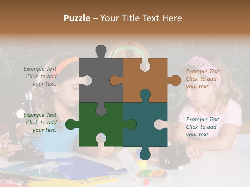 Kids Group Of Student Girls At School Classroom PowerPoint Template