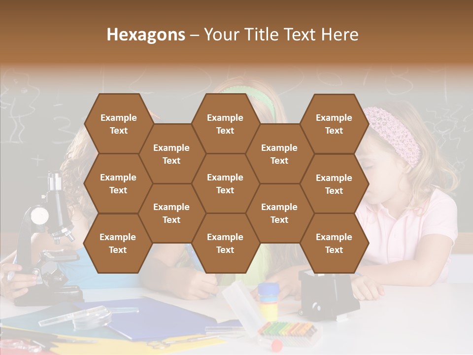 Kids Group Of Student Girls At School Classroom PowerPoint Template
