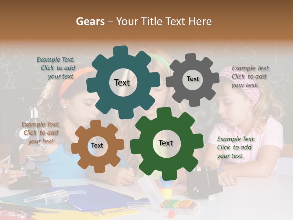 Kids Group Of Student Girls At School Classroom PowerPoint Template