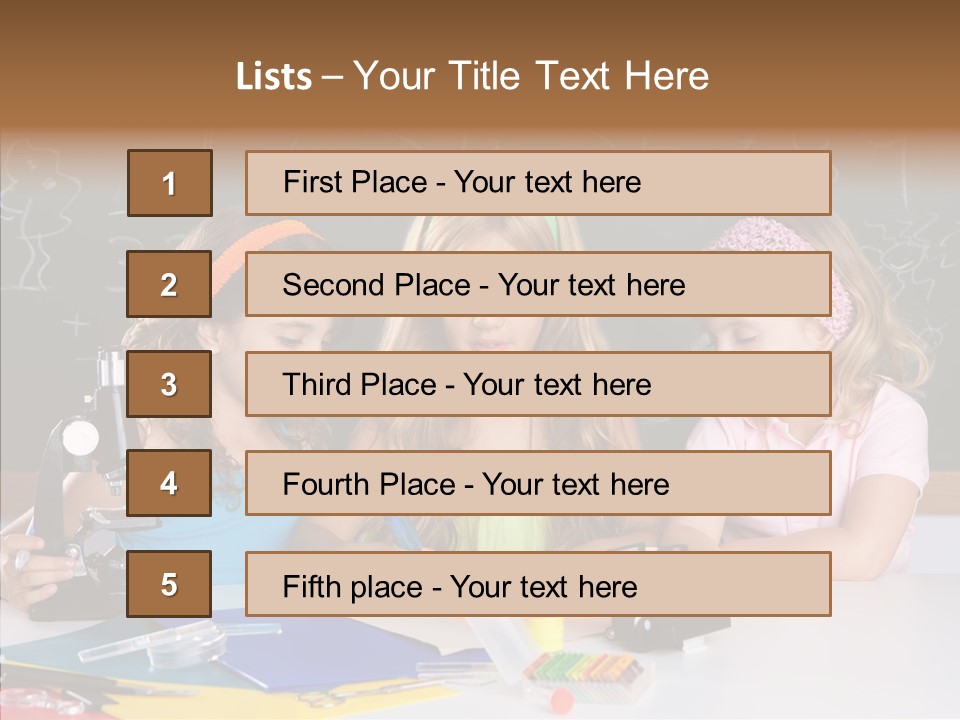 Kids Group Of Student Girls At School Classroom PowerPoint Template