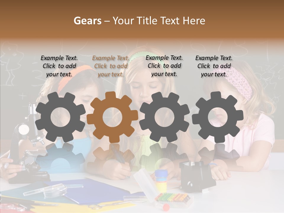 Kids Group Of Student Girls At School Classroom PowerPoint Template