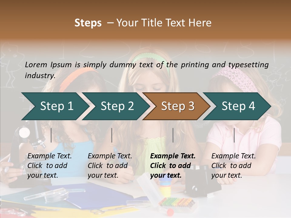 Kids Group Of Student Girls At School Classroom PowerPoint Template