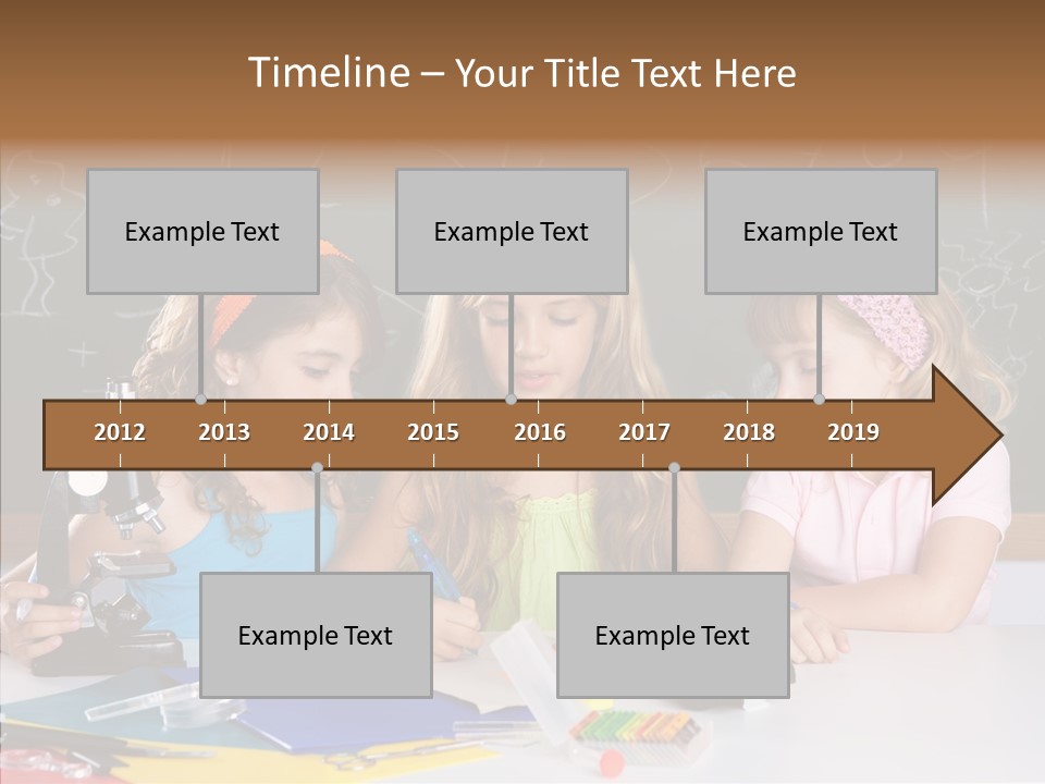 Kids Group Of Student Girls At School Classroom PowerPoint Template