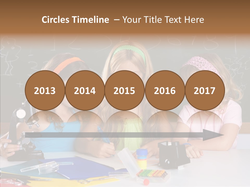 Kids Group Of Student Girls At School Classroom PowerPoint Template