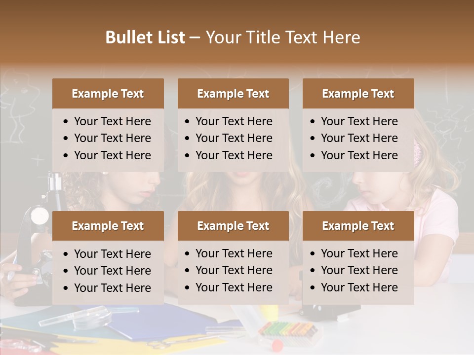 Kids Group Of Student Girls At School Classroom PowerPoint Template