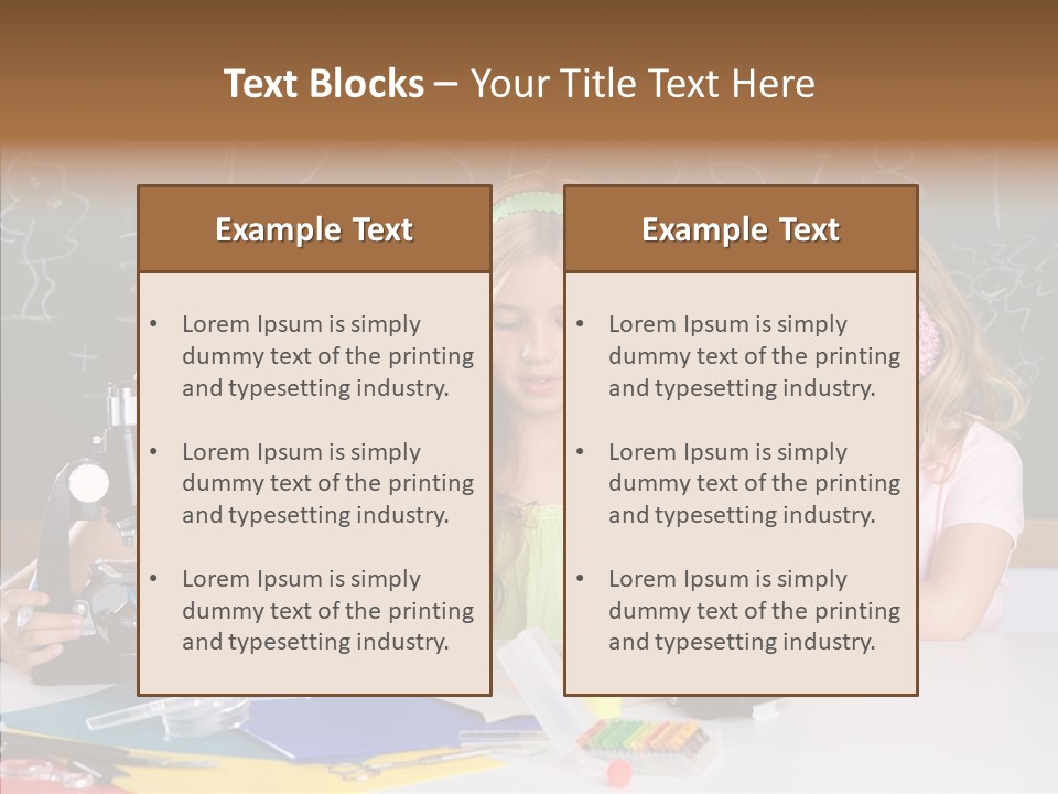 Kids Group Of Student Girls At School Classroom PowerPoint Template