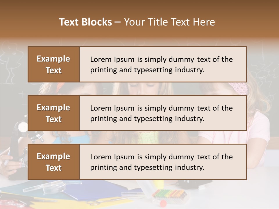 Kids Group Of Student Girls At School Classroom PowerPoint Template