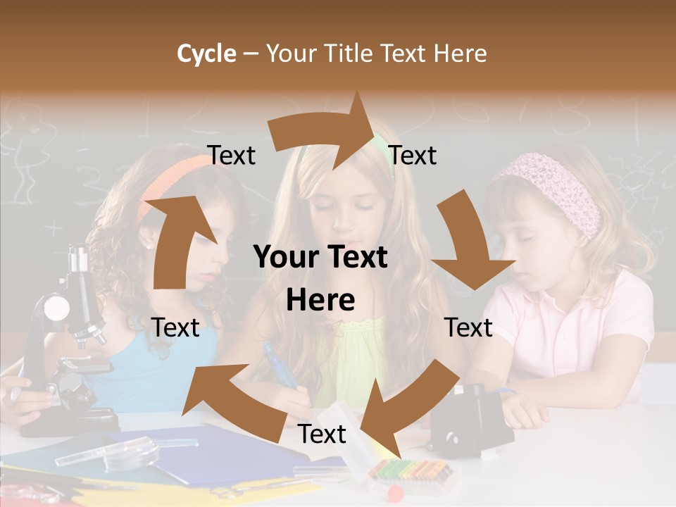 Kids Group Of Student Girls At School Classroom PowerPoint Template