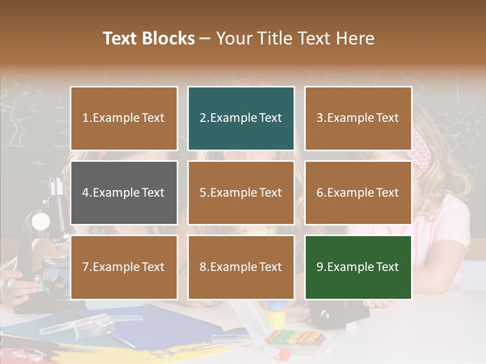 Kids Group Of Student Girls At School Classroom PowerPoint Template