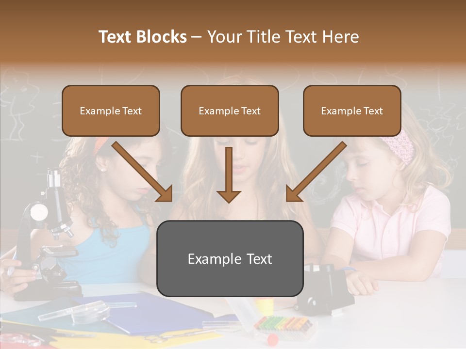 Kids Group Of Student Girls At School Classroom PowerPoint Template