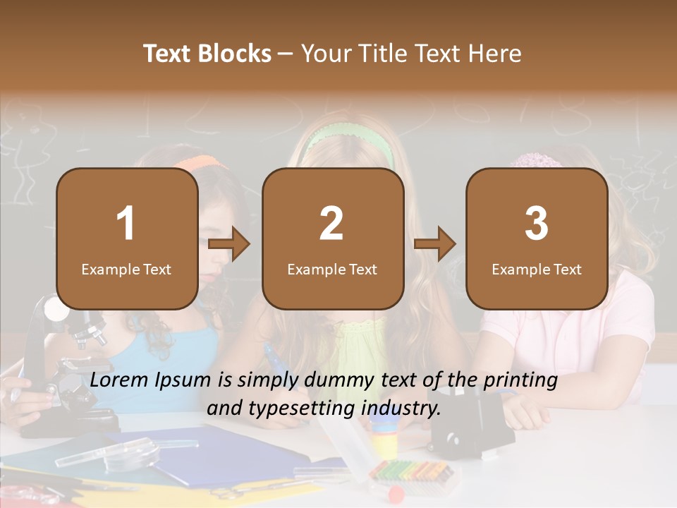 Kids Group Of Student Girls At School Classroom PowerPoint Template