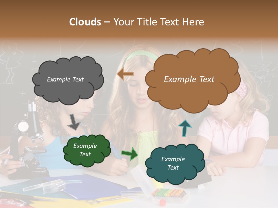 Kids Group Of Student Girls At School Classroom PowerPoint Template