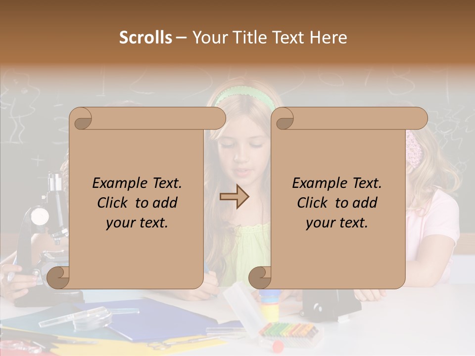 Kids Group Of Student Girls At School Classroom PowerPoint Template