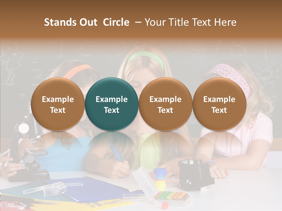 Kids Group Of Student Girls At School Classroom PowerPoint Template