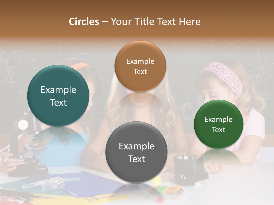 Kids Group Of Student Girls At School Classroom PowerPoint Template