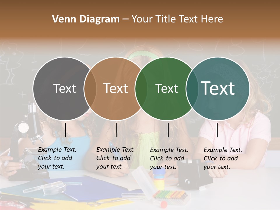 Kids Group Of Student Girls At School Classroom PowerPoint Template