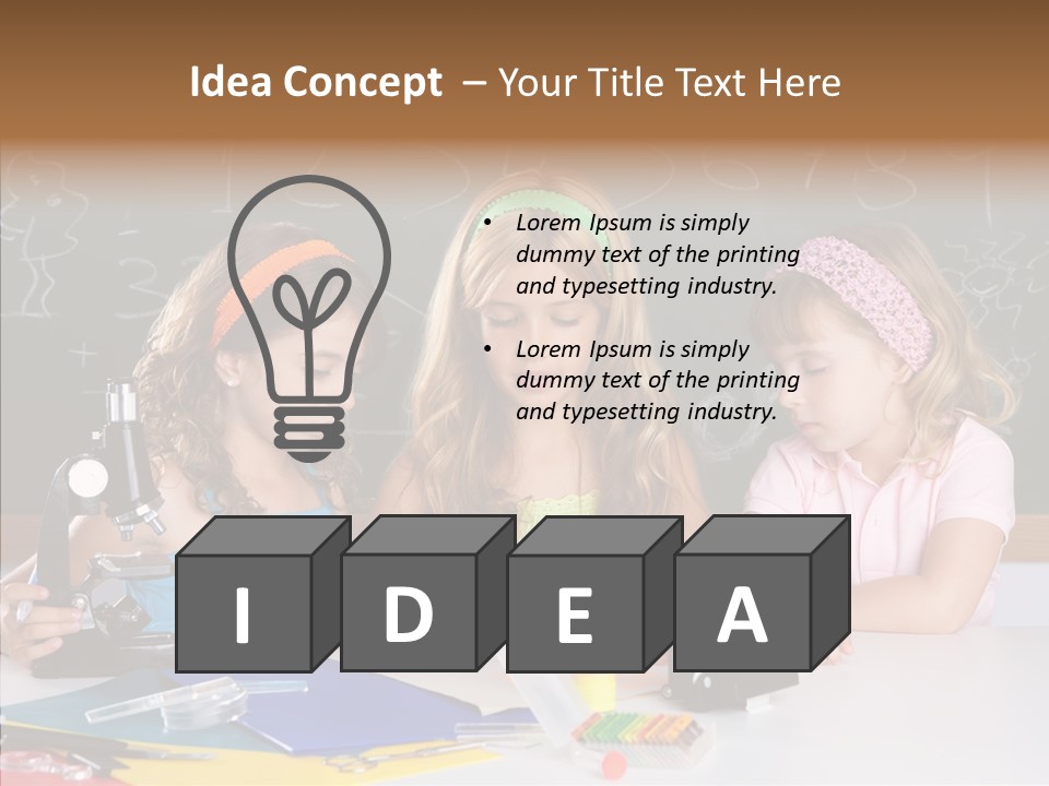 Kids Group Of Student Girls At School Classroom PowerPoint Template