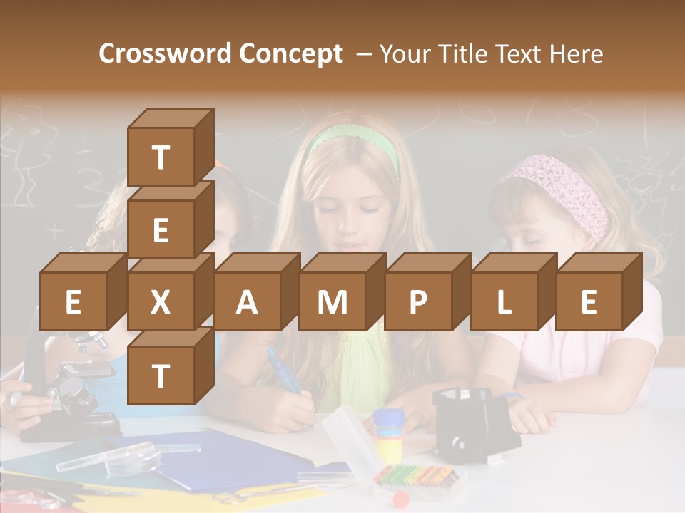 Kids Group Of Student Girls At School Classroom PowerPoint Template