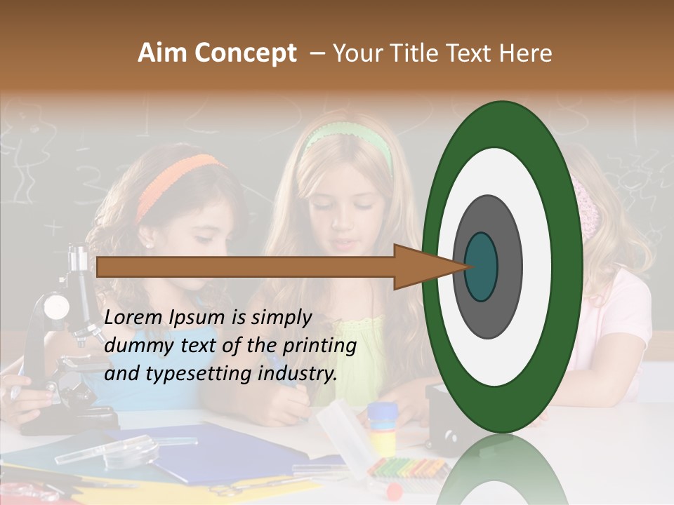 Kids Group Of Student Girls At School Classroom PowerPoint Template