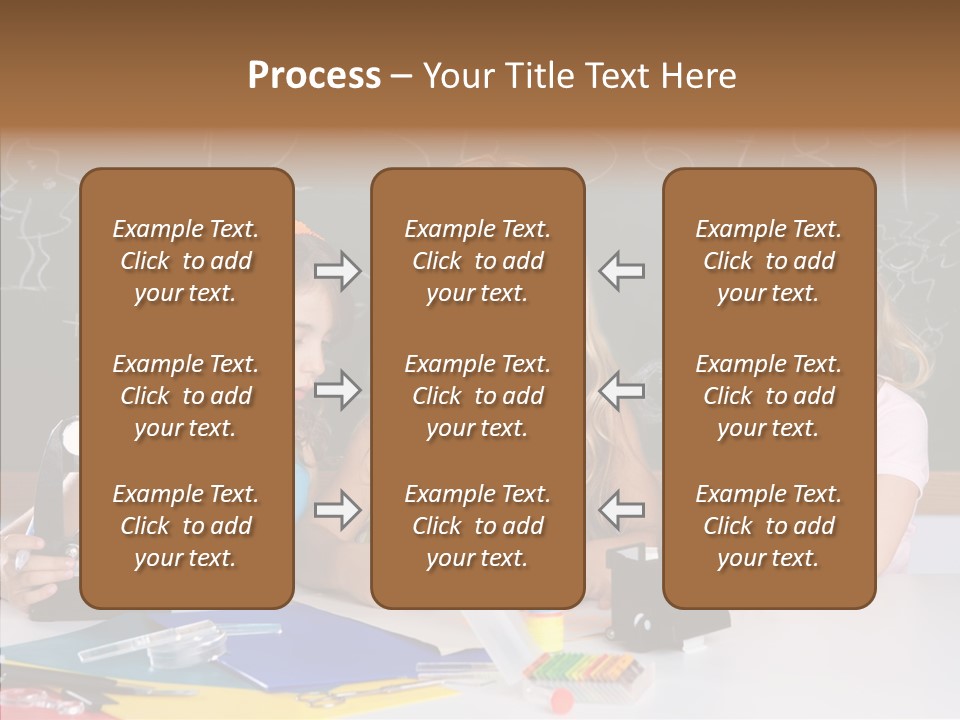 Kids Group Of Student Girls At School Classroom PowerPoint Template