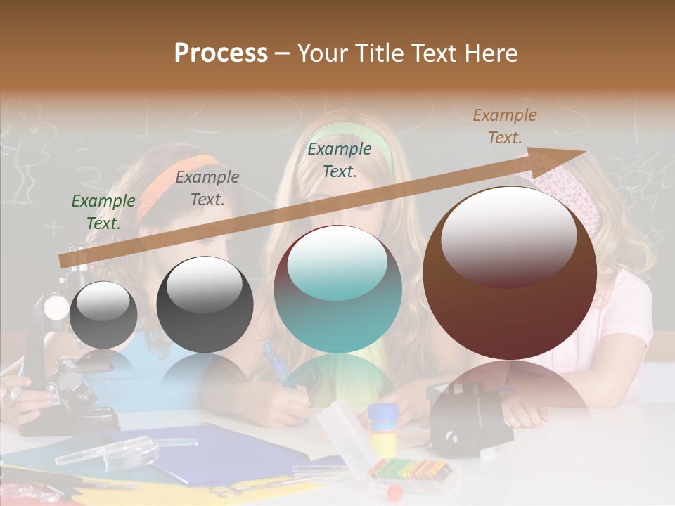 Kids Group Of Student Girls At School Classroom PowerPoint Template