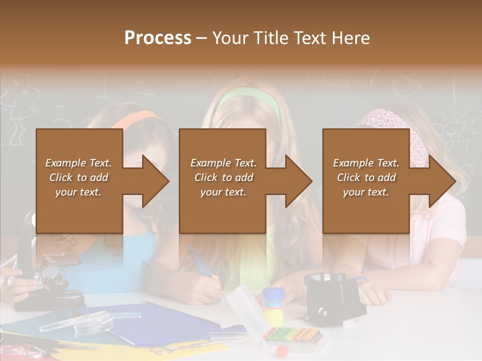 Kids Group Of Student Girls At School Classroom PowerPoint Template
