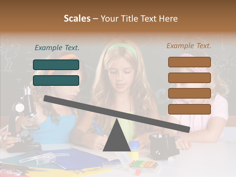 Kids Group Of Student Girls At School Classroom PowerPoint Template