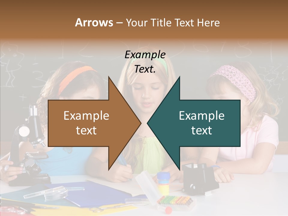 Kids Group Of Student Girls At School Classroom PowerPoint Template