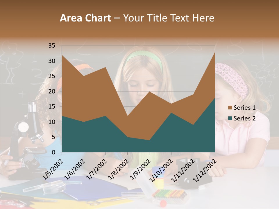 Kids Group Of Student Girls At School Classroom PowerPoint Template