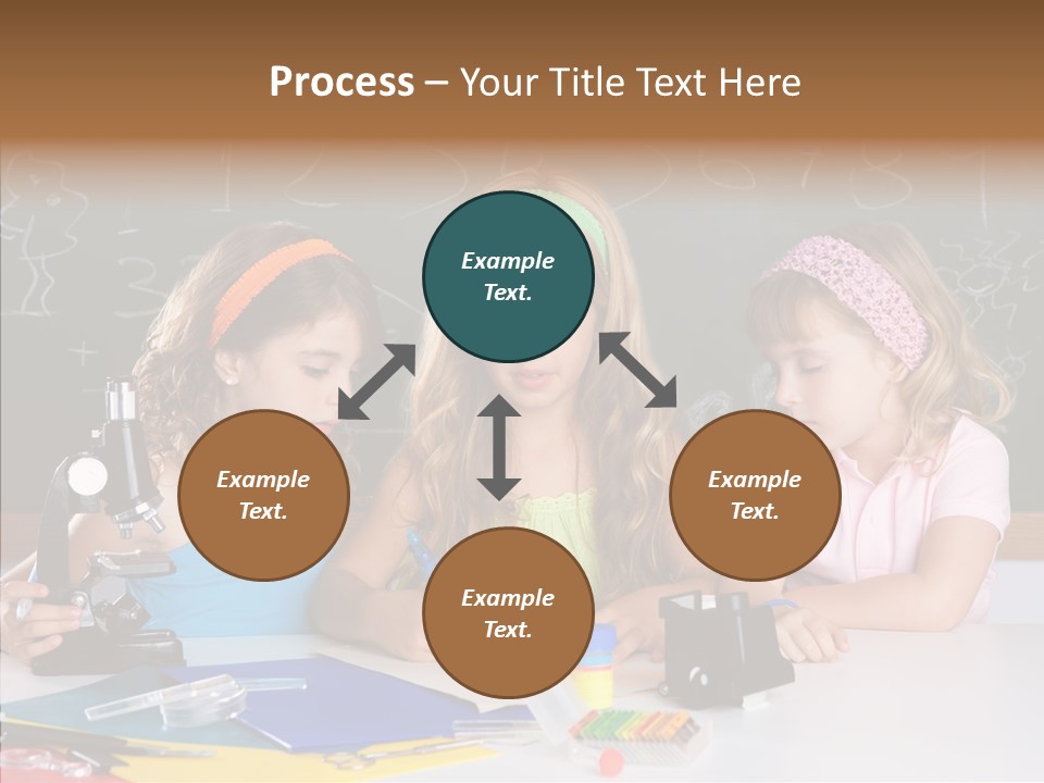 Kids Group Of Student Girls At School Classroom PowerPoint Template