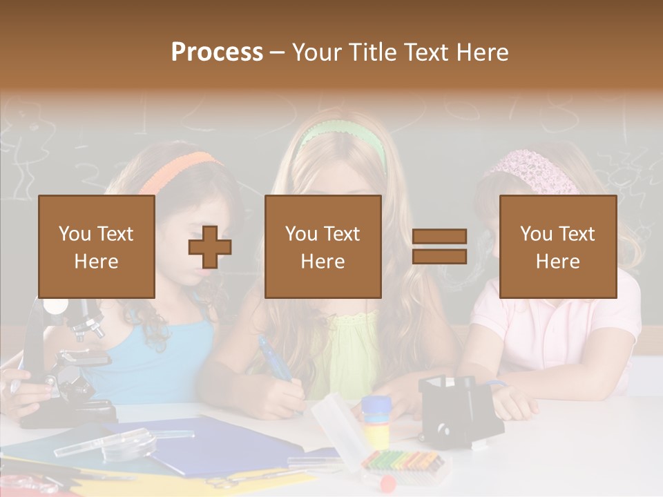 Kids Group Of Student Girls At School Classroom PowerPoint Template
