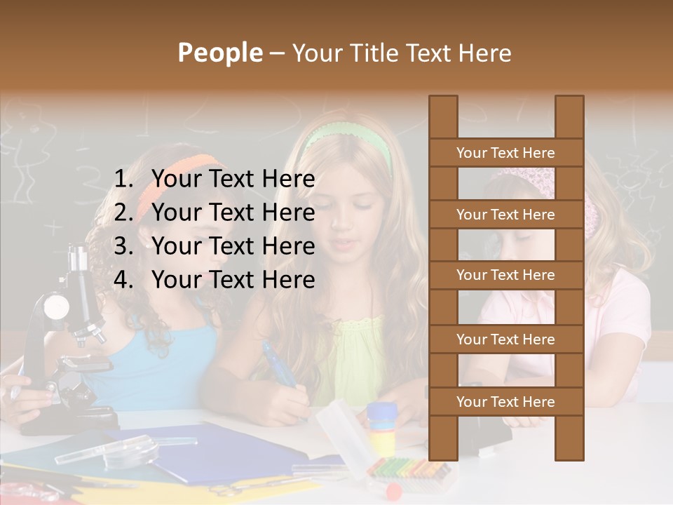 Kids Group Of Student Girls At School Classroom PowerPoint Template