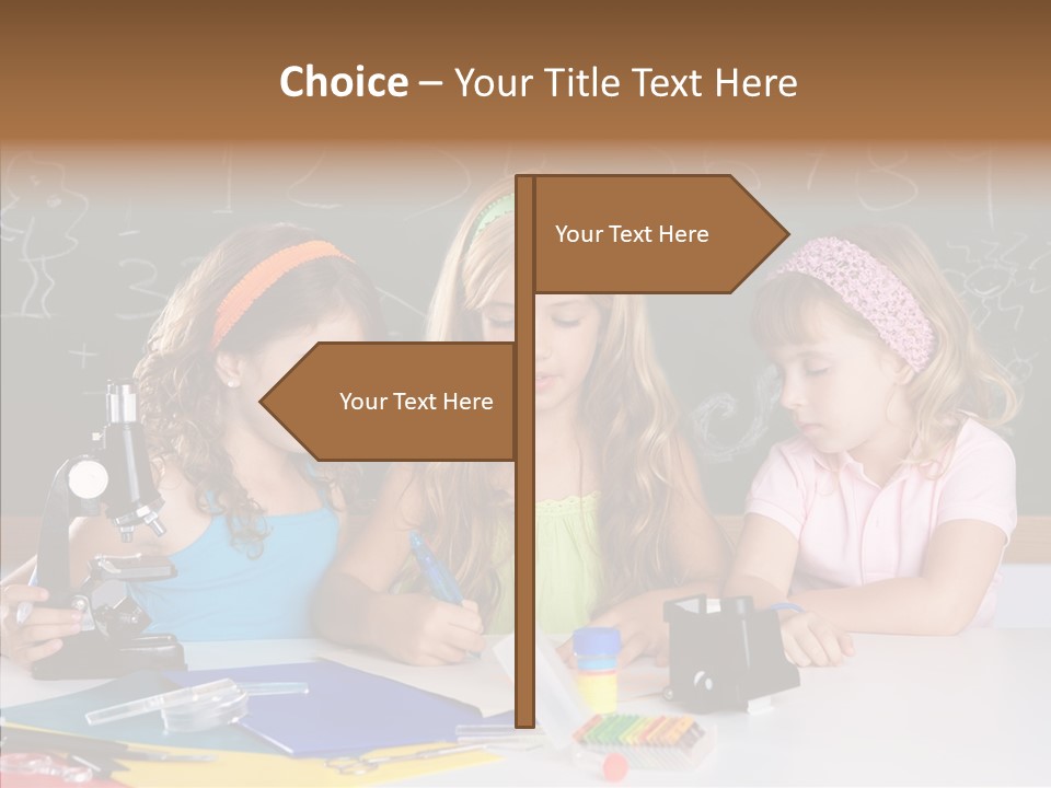 Kids Group Of Student Girls At School Classroom PowerPoint Template
