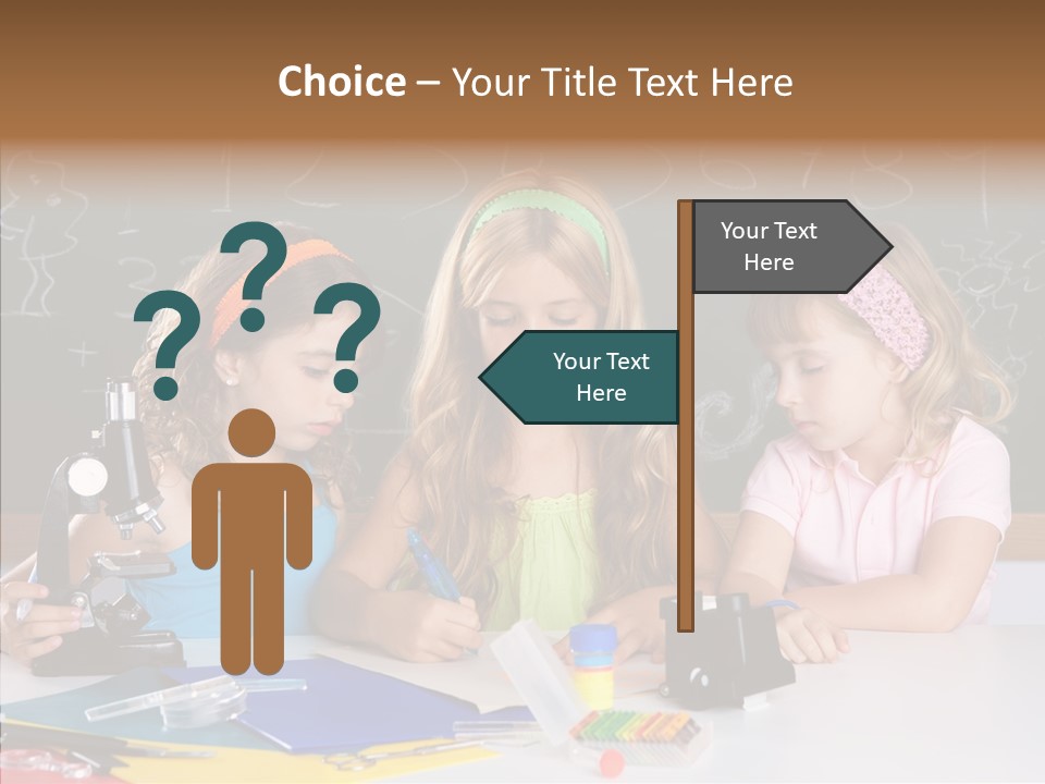Kids Group Of Student Girls At School Classroom PowerPoint Template