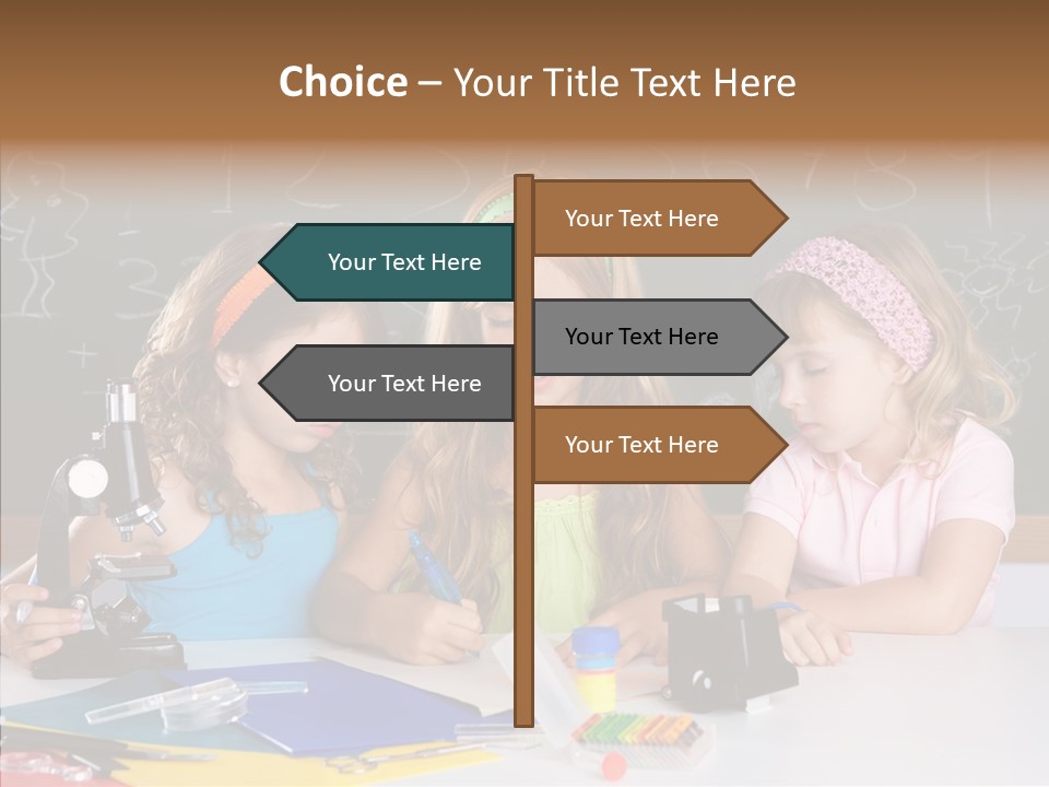 Kids Group Of Student Girls At School Classroom PowerPoint Template
