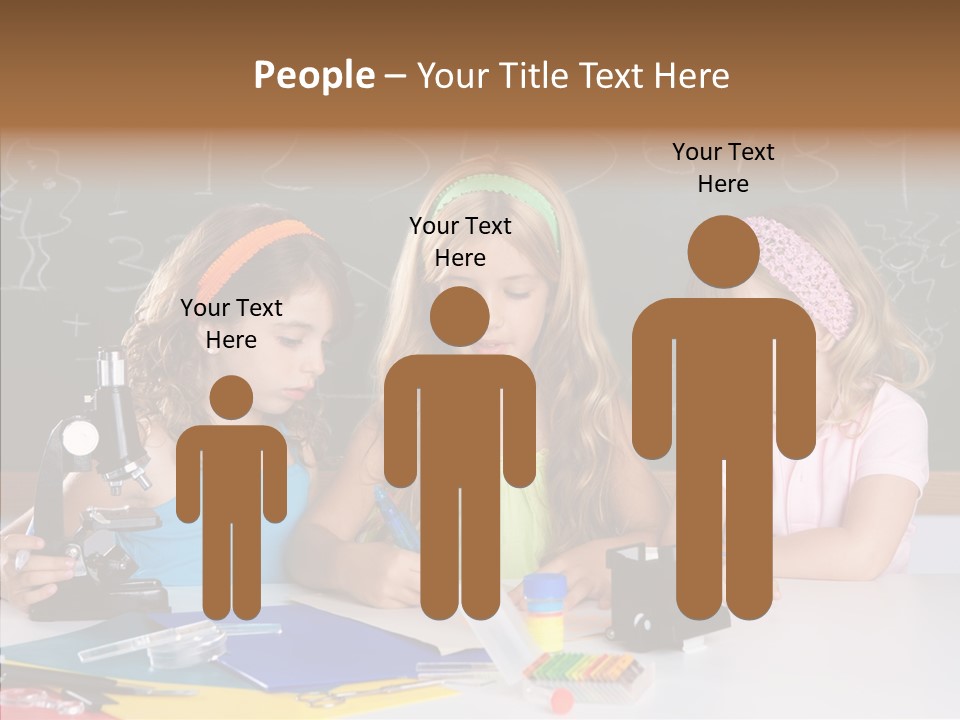 Kids Group Of Student Girls At School Classroom PowerPoint Template