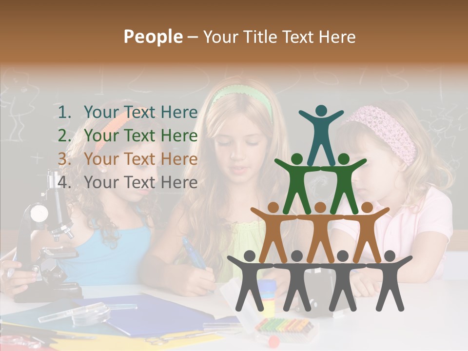 Kids Group Of Student Girls At School Classroom PowerPoint Template