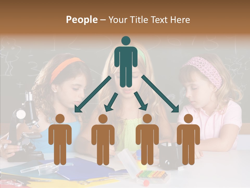 Kids Group Of Student Girls At School Classroom PowerPoint Template