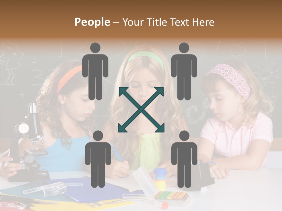 Kids Group Of Student Girls At School Classroom PowerPoint Template