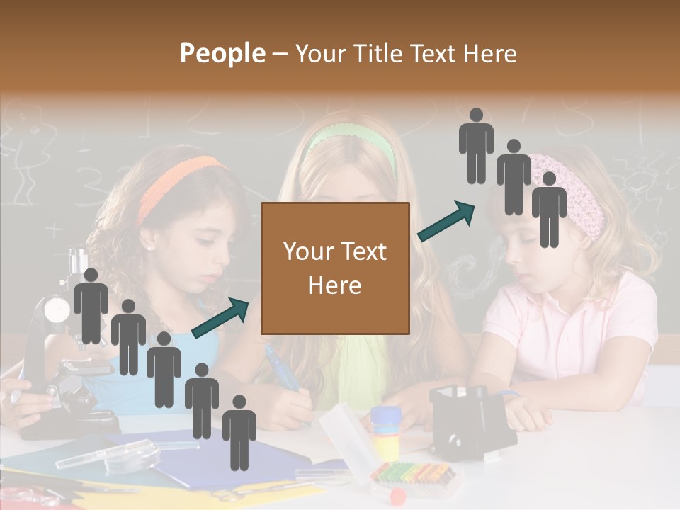Kids Group Of Student Girls At School Classroom PowerPoint Template