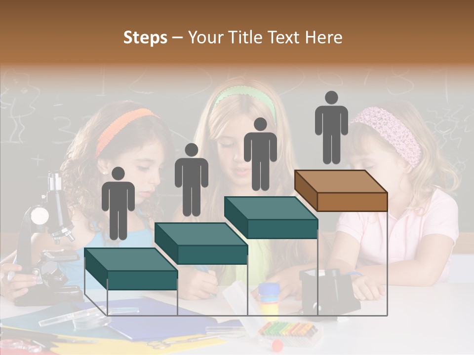 Kids Group Of Student Girls At School Classroom PowerPoint Template