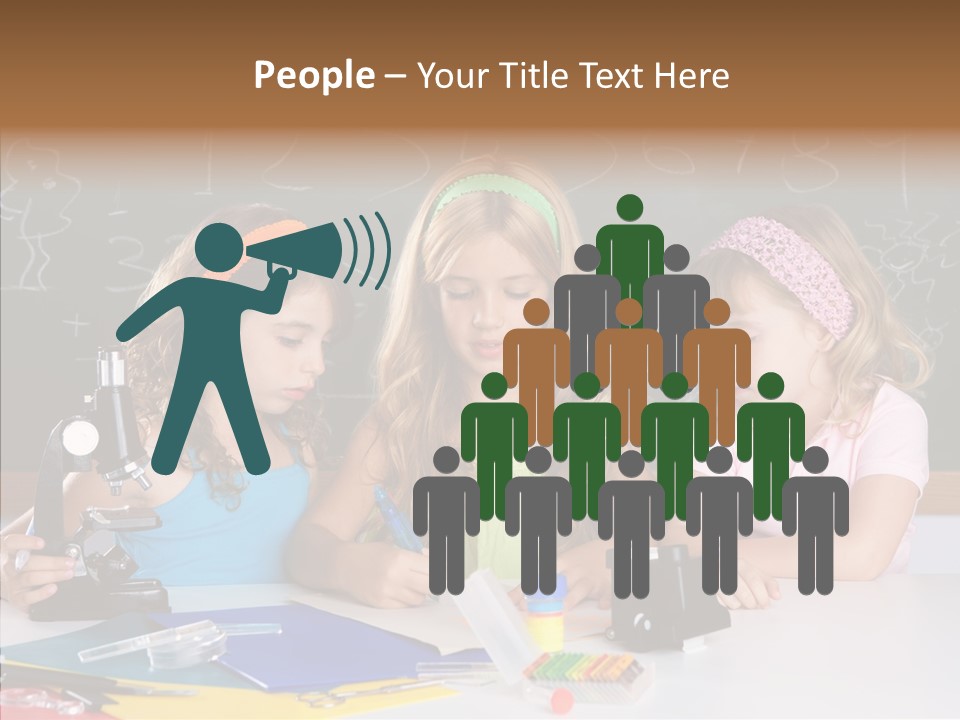 Kids Group Of Student Girls At School Classroom PowerPoint Template