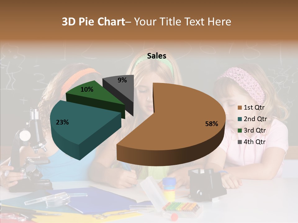 Kids Group Of Student Girls At School Classroom PowerPoint Template