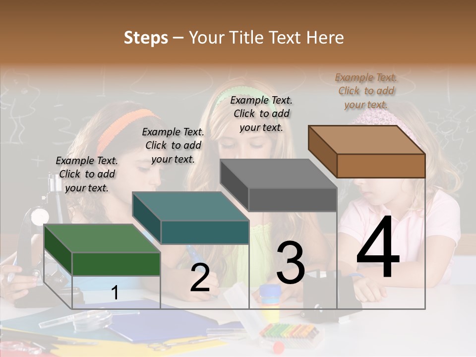 Kids Group Of Student Girls At School Classroom PowerPoint Template