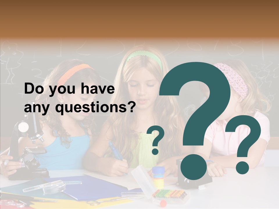 Kids Group Of Student Girls At School Classroom PowerPoint Template