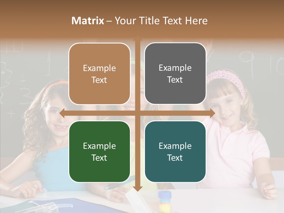 Smart Group Of Student Kids At School Classroom Raising Hand PowerPoint Template