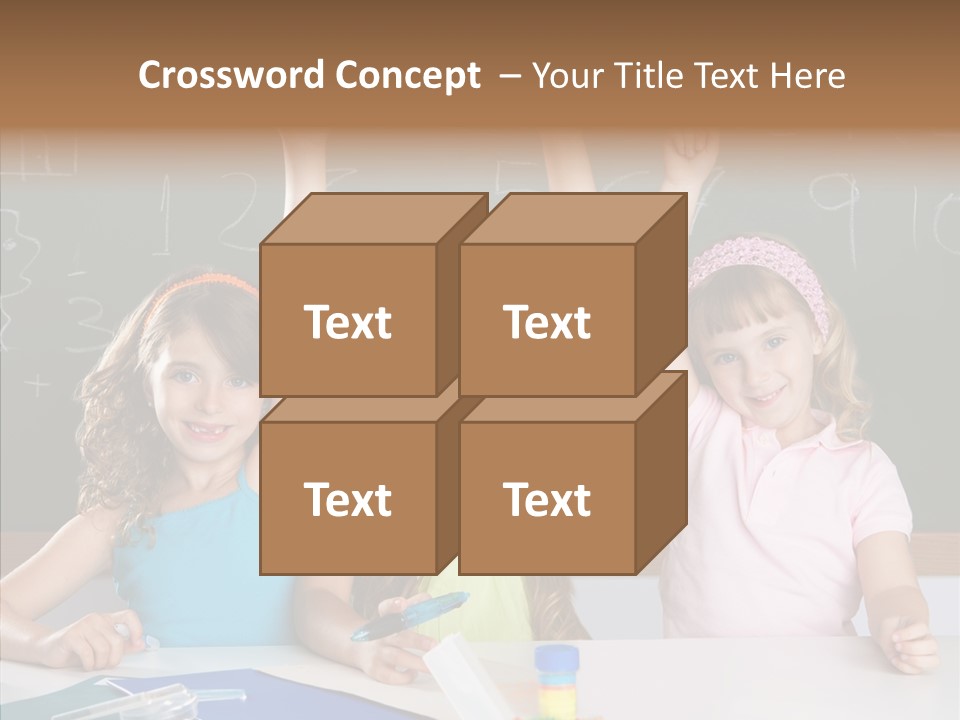 Smart Group Of Student Kids At School Classroom Raising Hand PowerPoint Template