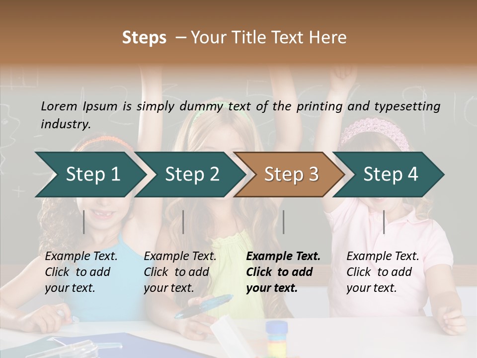 Smart Group Of Student Kids At School Classroom Raising Hand PowerPoint Template