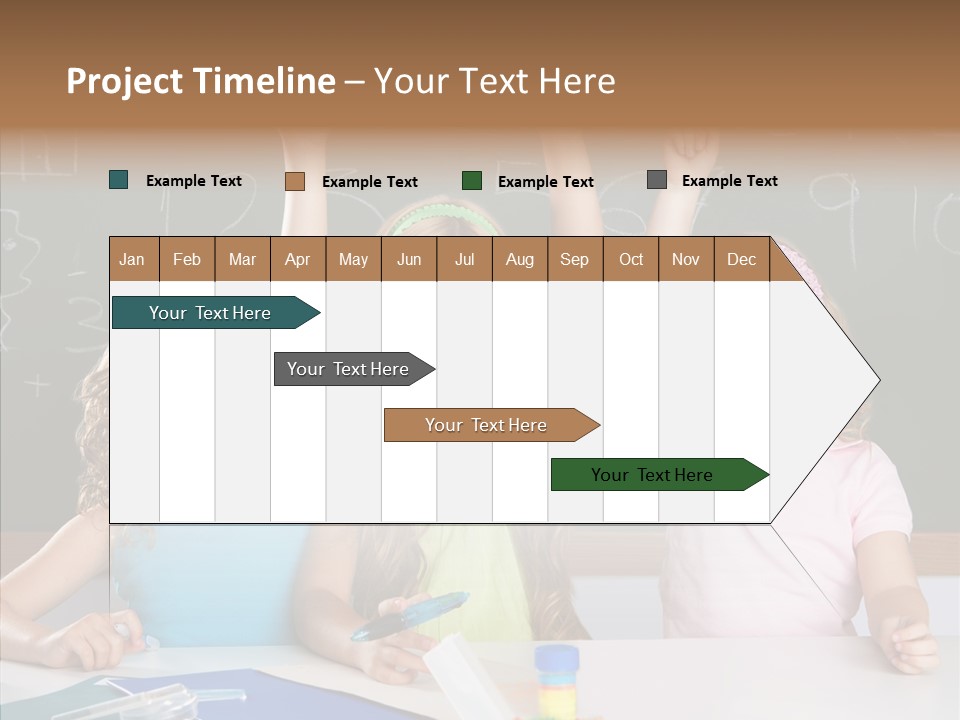 Smart Group Of Student Kids At School Classroom Raising Hand PowerPoint Template